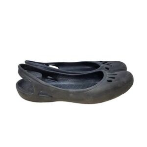 Crocs 10 Kadee Black Waterproof Ballet Flat Comfort Slingback Pool Beach